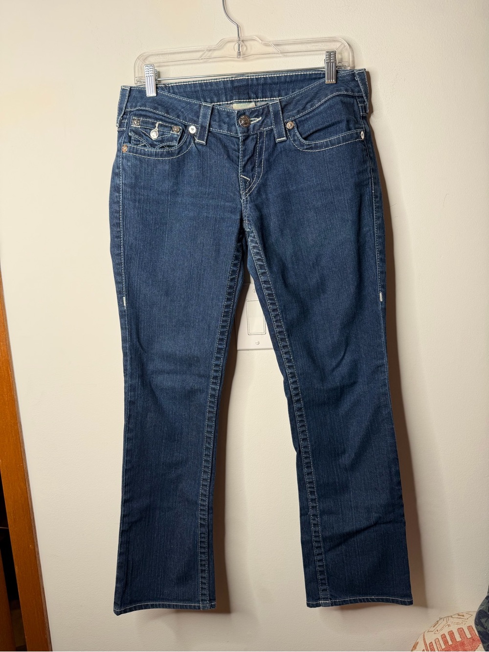True Religion Joey Flare Jeans Dark Wash Crystal Horseshoe USA Women’s 29 - Picture 4 of 9